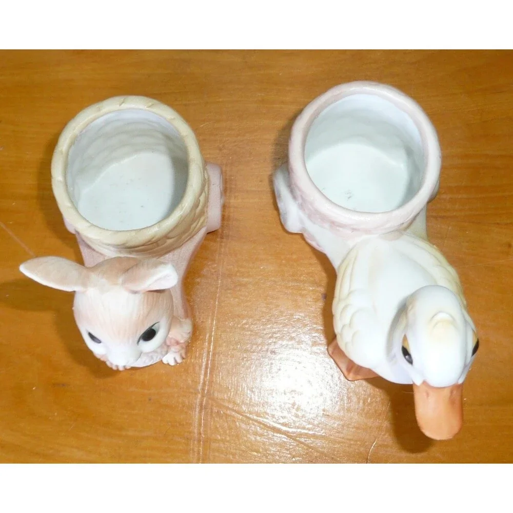 Lot 2 Easter Votive Candle Holder Bunny + Duck with Cart Basket Price Products